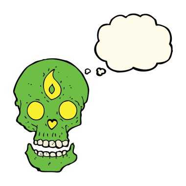 Düşünce baloncuklu mistik kafatası