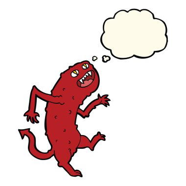 Düşünce baloncuklu çizgi film canavarı