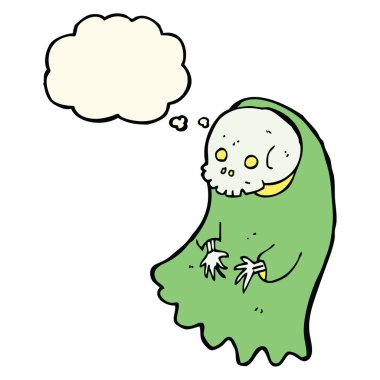 Çizgi Film ürkütücü ghoul düşünce balonu ile