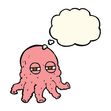 Düşünce baloncuklu uzaylı yüzü