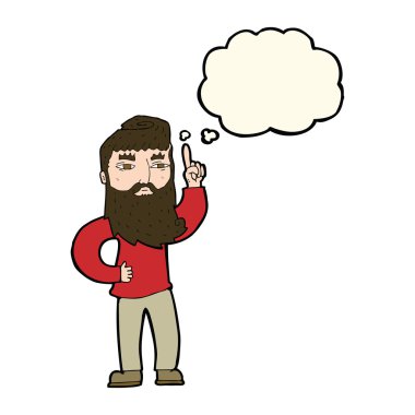 Düşünce baloncuğu olan çizgi film adamı.