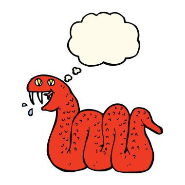 Düşünce baloncuklu çizgi film yılanı