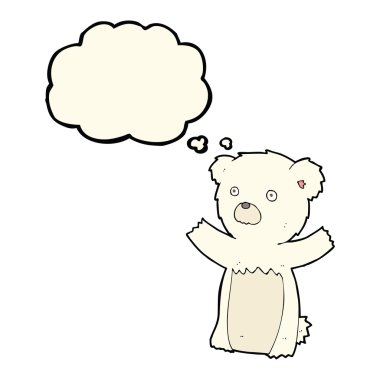 Düşünce baloncuklu çizgi film kutup ayısı yavrusu