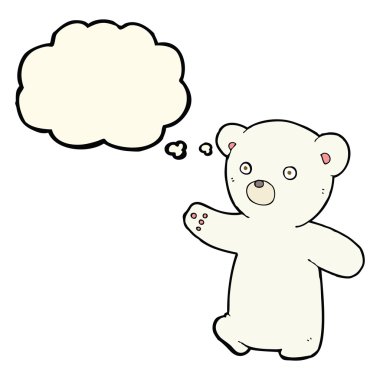 Düşünce baloncuklu çizgi film kutup ayısı yavrusu