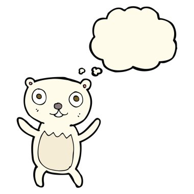 Düşünce baloncuklu çizgi film kutup ayısı yavrusu