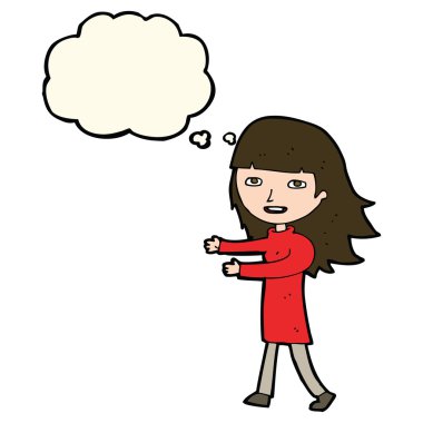 Düşünce balonlu mutlu kız çizgi filmi