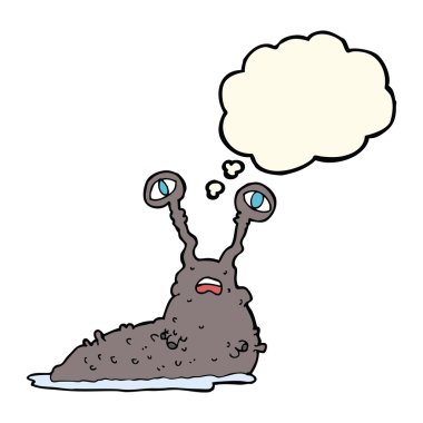 Düşünce baloncuklu iğrenç çizgi film sümüklüböceği