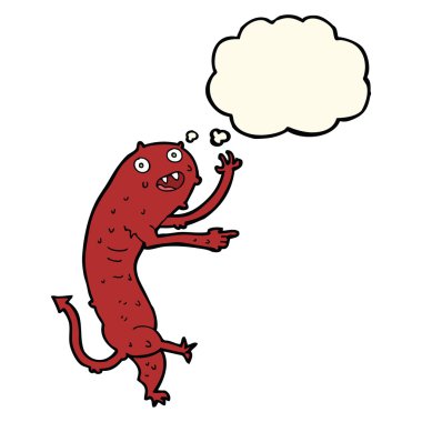 Düşünce baloncuğu olan iğrenç bir canavar.