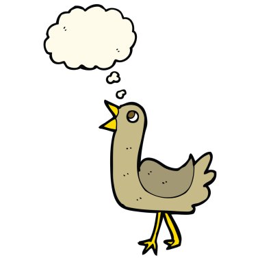 Düşünce baloncuklu çizgi film kuşu