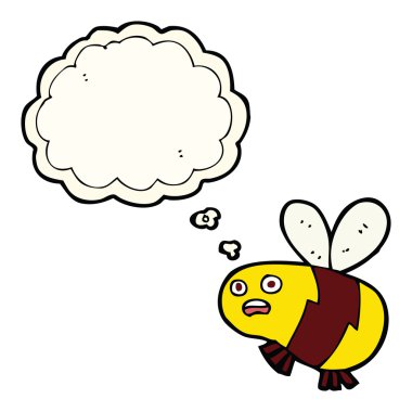 Düşünce baloncuklu çizgi film arısı