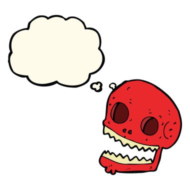 Düşünce baloncuklu ürkütücü kafatası