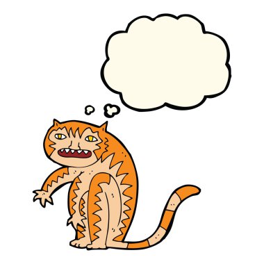 Düşünce baloncuklu çizgi film kaplanı