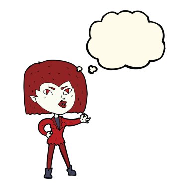 Düşünce baloncuğu olan vampir kız.