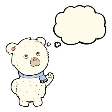 Düşünce baloncuklu şirin kutup ayısı çizgi filmi