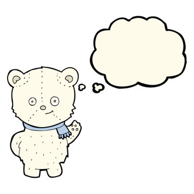 Düşünce baloncuklu şirin kutup ayısı.