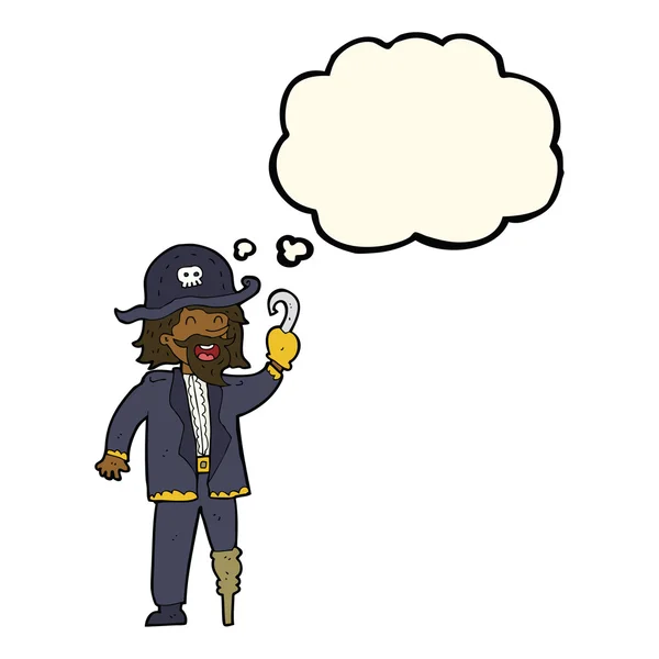 Καρτούν πειρατής καπετάνιος με φούσκα σκέψης — Διανυσματικό Αρχείο