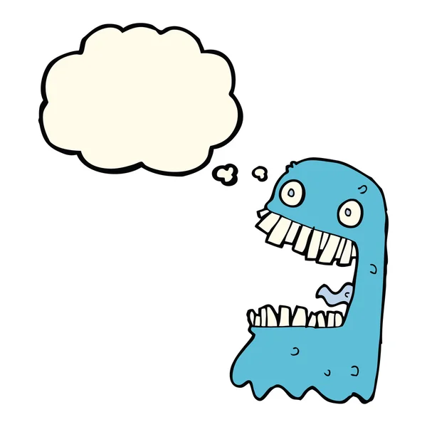 Dibujos animados fantasma burdo con burbuja de pensamiento — Vector de stock
