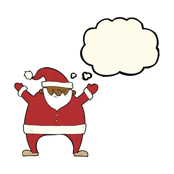 Cartoon santa claus met gedachte zeepbel — Stockvector