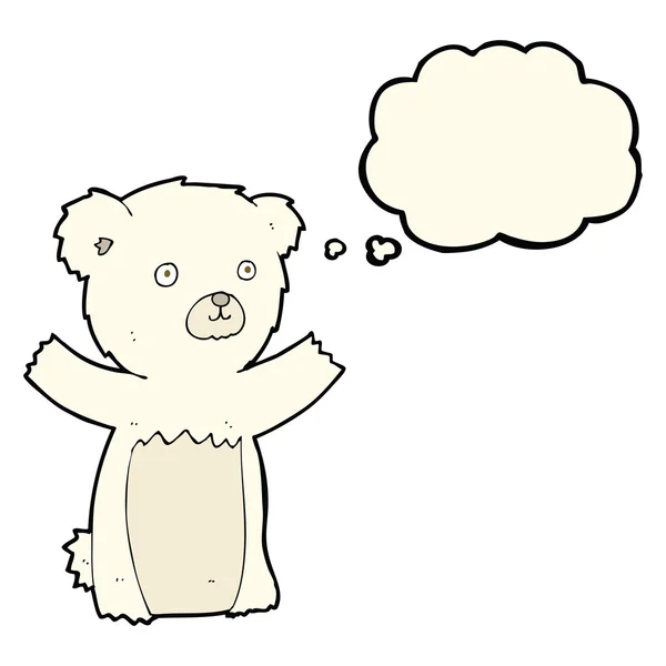 Schattig cartoon ijsbeer met gedachte zeepbel — Stockvector