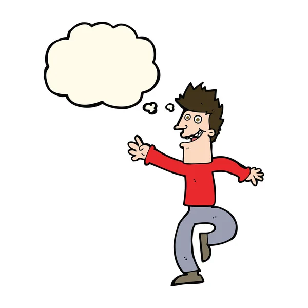 Karikatur glücklicher Mann mit Gedankenblase — Stockvektor