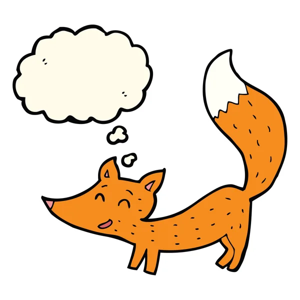 Cartoon little fox with thought bubble — Stock Vector