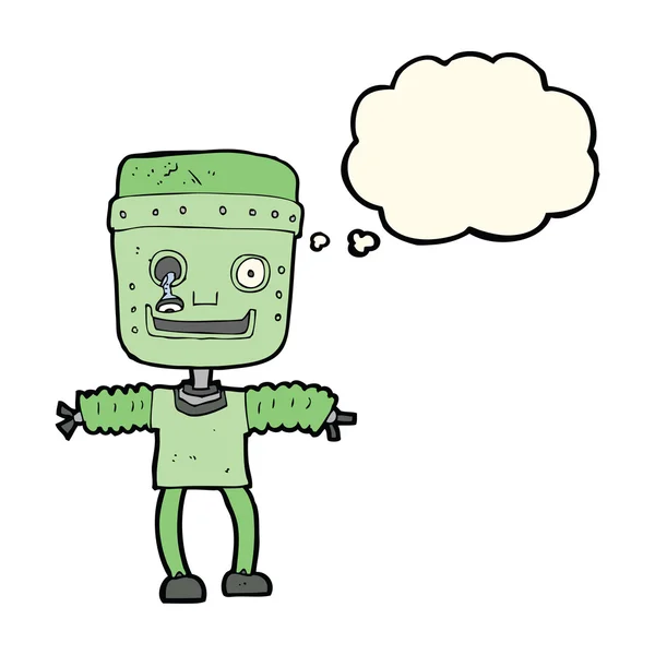 Robô dos desenhos animados com bolha de pensamento — Vetor de Stock