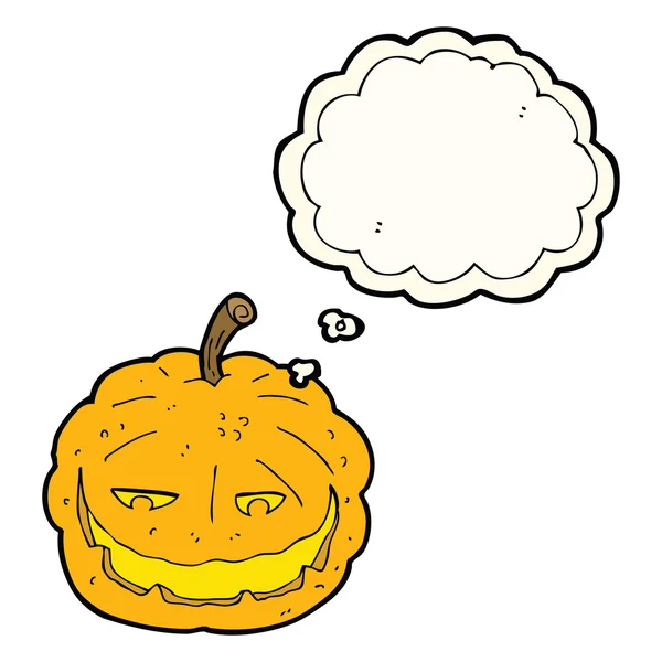 Kreslená halloween dýně s myšlenkovou bublinou — Stockový vektor