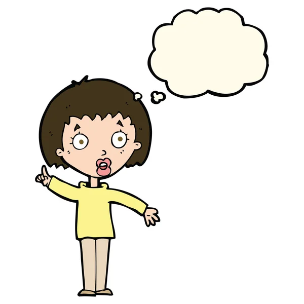 Cartoon woman explaining her point with thought bubble — Stock Vector