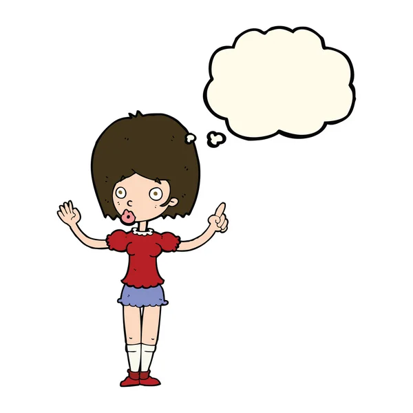 Γελοιογραφία γυναίκα εξηγώντας το σημείο της με φούσκα σκέψης — Διανυσματικό Αρχείο