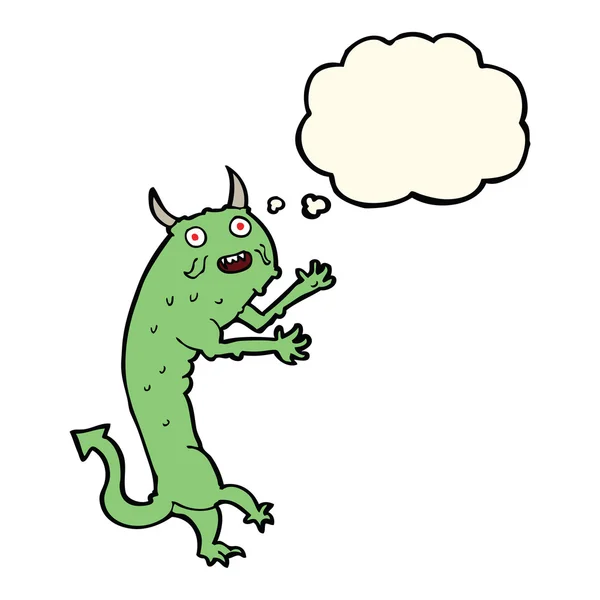 Desen animat diavol cu bule de gândire — Vector de stoc