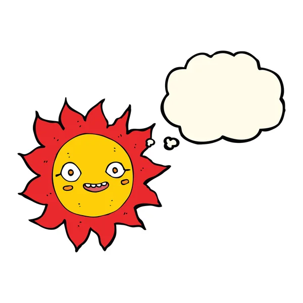 Cartoon happy sun with thought bubble — Stock Vector