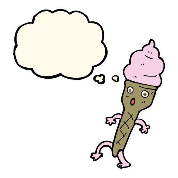 具有思想气泡的卡通冰淇淋 — 图库矢量图片