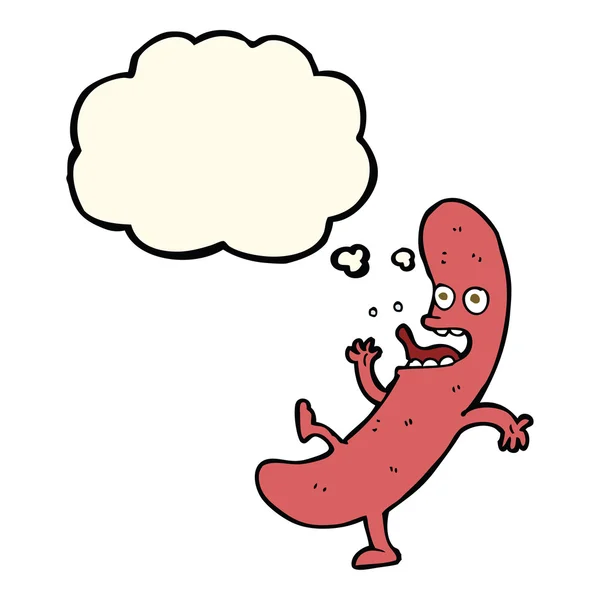 Cartoon sausage with thought bubble — Stock Vector