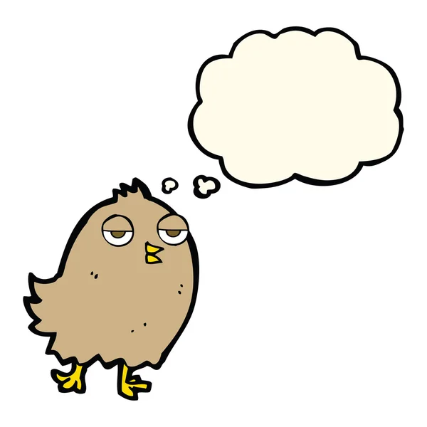 Srandovní kreslený pták s myšlenkovou bublinou — Stockový vektor