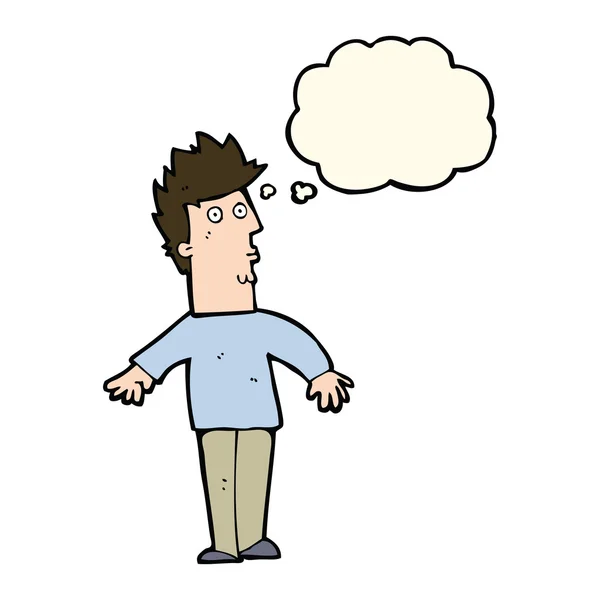 Karikatur überrascht Mann mit Gedankenblase — Stockvektor