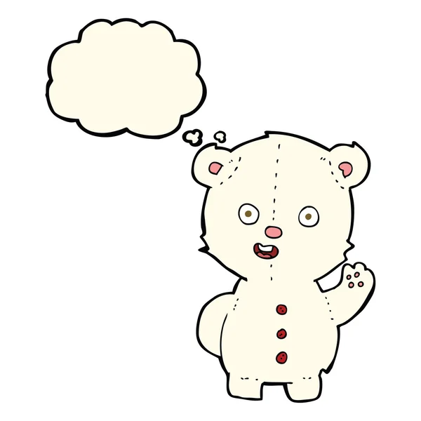 Милий мультяшний полярний ведмідь з мисленням бульбашка — стоковий вектор