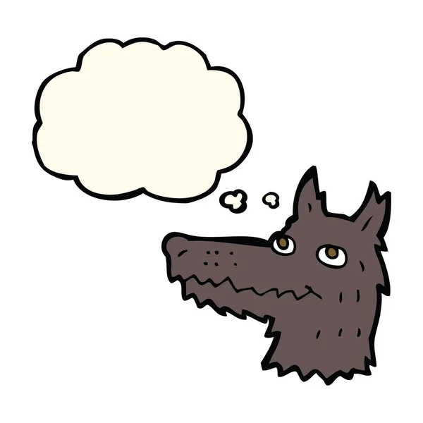 Cartoon wolf head with thought bubble — Stock Vector