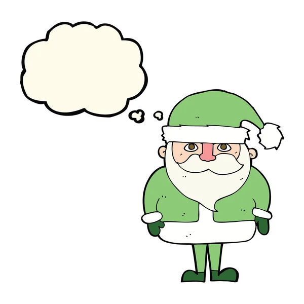 Dibujos animados Santa Claus con burbuja de pensamiento — Vector de stock