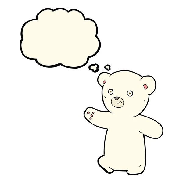 Κινουμένων σχεδίων πολική αρκούδα cub με φούσκα σκέψης — Διανυσματικό Αρχείο
