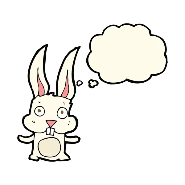 Conejo de dibujos animados con burbuja de pensamiento — Vector de stock