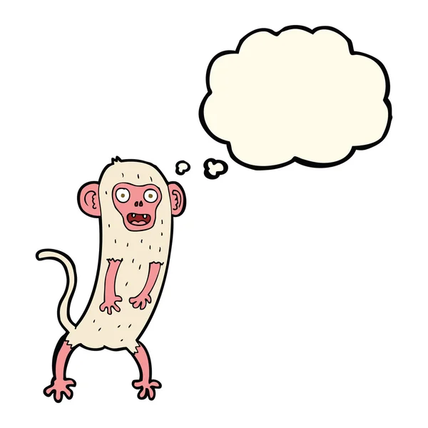 Cartoon gek aap met gedachte zeepbel — Stockvector