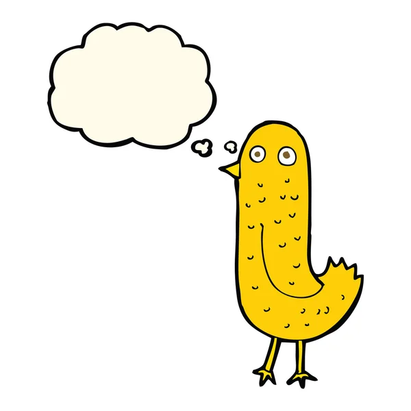 Divertido pájaro de dibujos animados con burbuja de pensamiento — Archivo Imágenes Vectoriales
