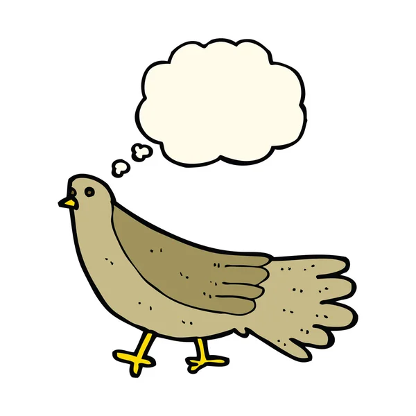 Kreslený pták s myšlenkovou bublinou — Stockový vektor