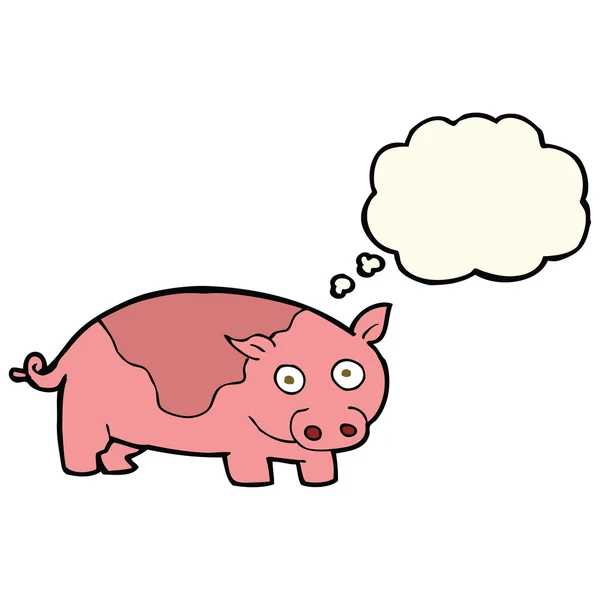 Cartoon pig with thought bubble — Stock Vector
