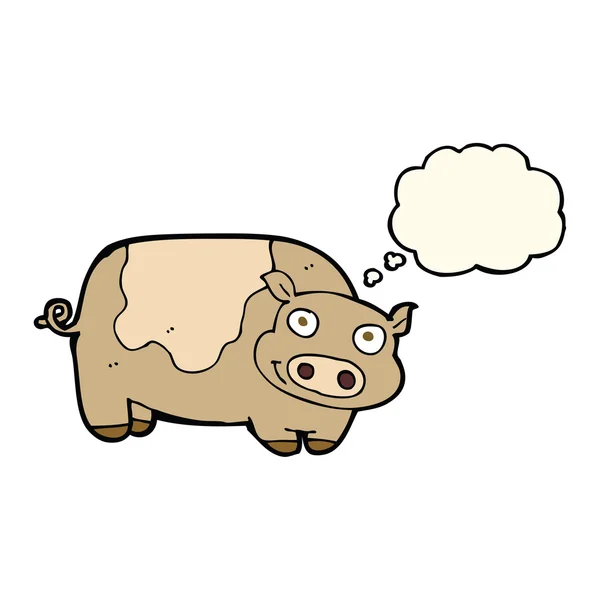 Tecknad gris med tanke bubbla — Stock vektor