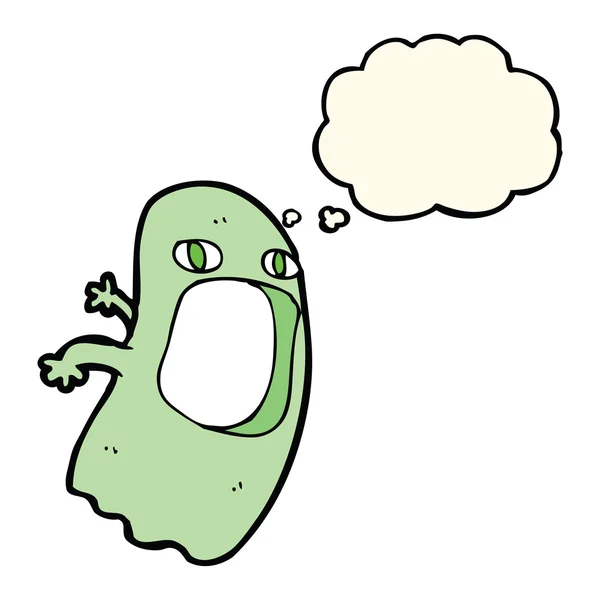 Забавный мультфильм-призрак с мыльным пузырем — стоковый вектор