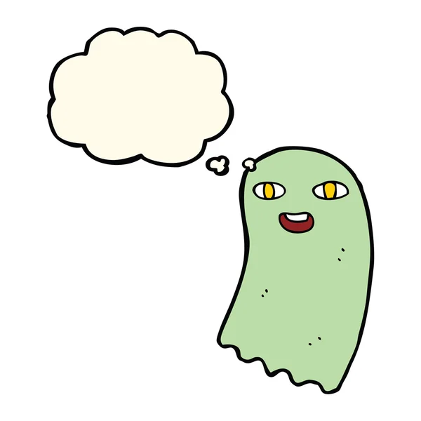 Divertido fantasma de dibujos animados con burbuja de pensamiento — Vector de stock