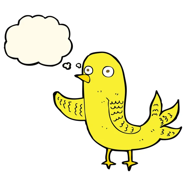 Dibujos animados agitando pájaro con burbuja de pensamiento — Archivo Imágenes Vectoriales