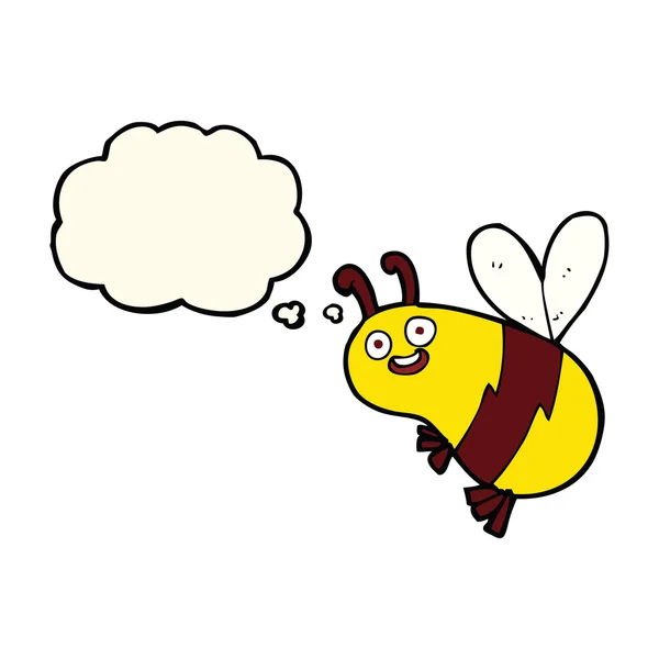 Funny cartoon bee with thought bubble — Stock Vector