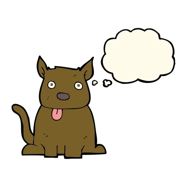 Cartoon dog sticking out tongue with thought bubble — Stock Vector
